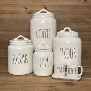 RAE DUNN CANISTER SET COFFEE TEA SUGAR FLOUR